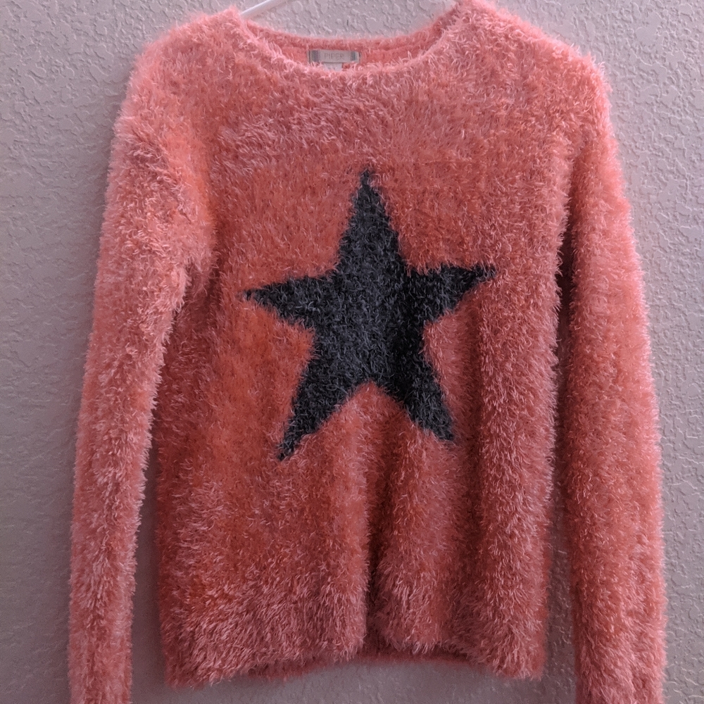 fluffy pink sweater